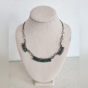 ZUNI PETIT POINT STERLING TURQUOISE NECKLACE